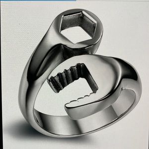 NWT Fashion Biker Mechanic Wrench Stainless Steel Ring unisex Gold,Silver,Black